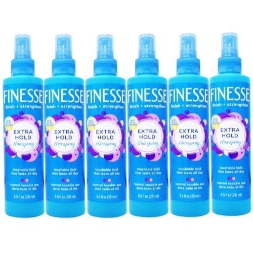 Finesse Extra Hold Hairspray - Strong Finish & Moisturizing, 8.5 fl oz (6 Pack)
