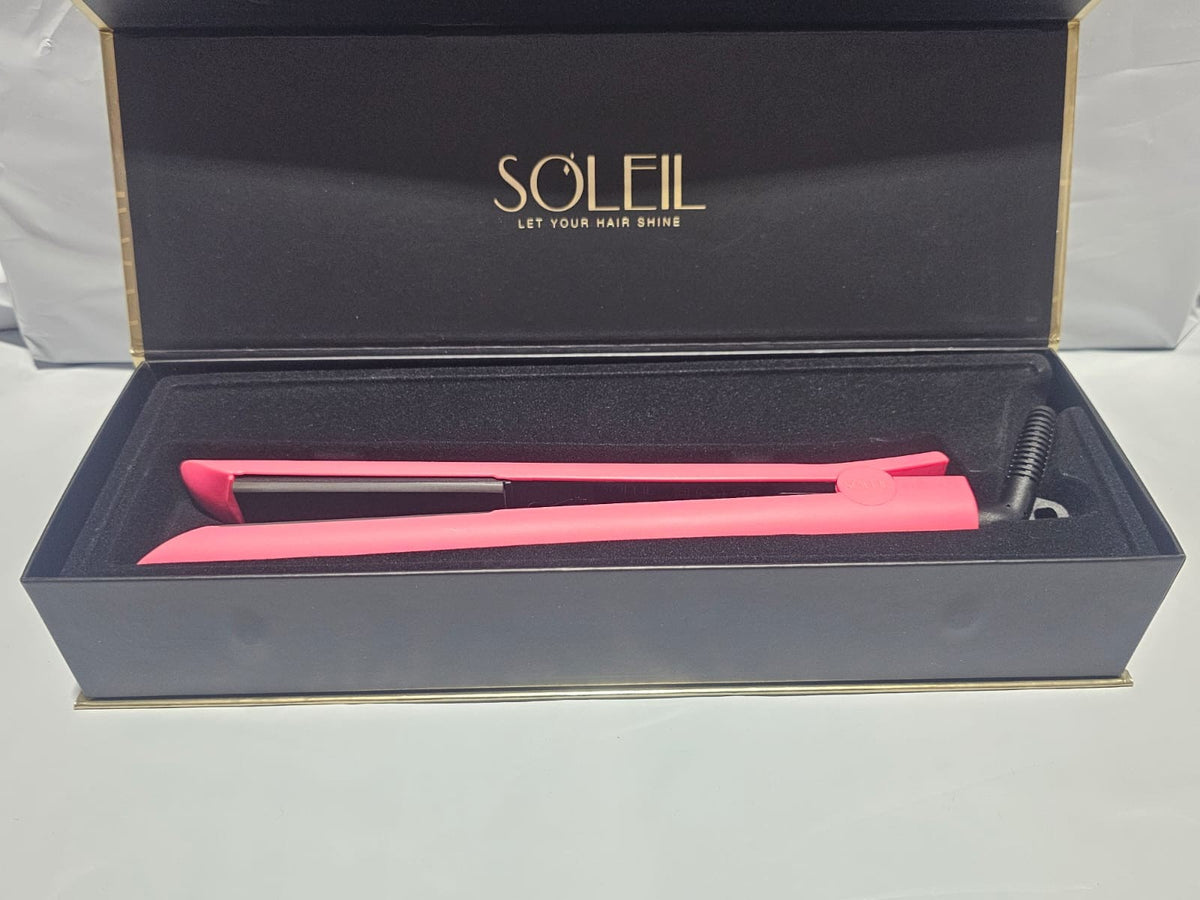 Soleil Pink Metallic Rubberized Hair Straightener with Ceramic Plates