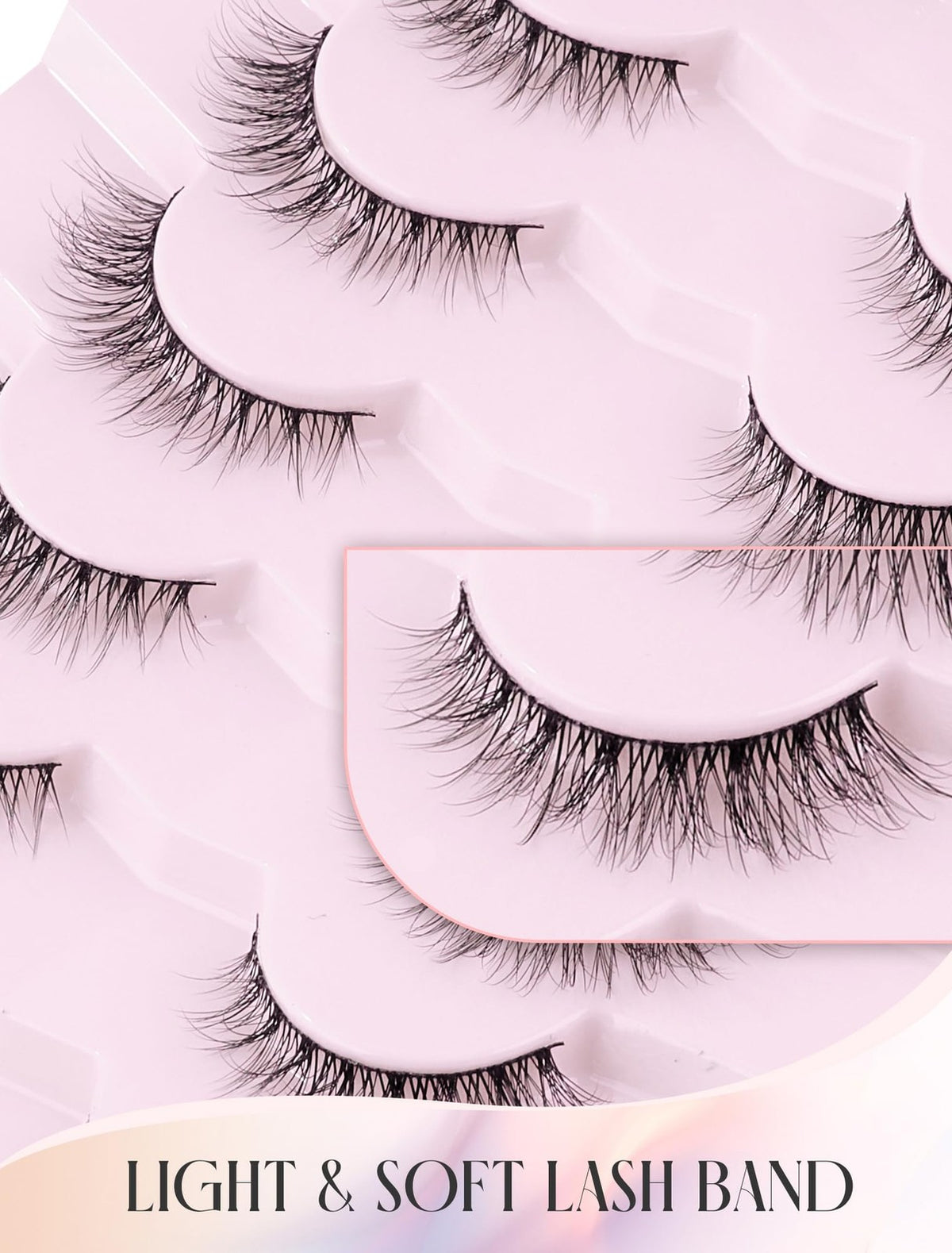 Natural Mink Eyelashes 7 Pairs - Light, Soft, Cruelty-Free Faux Lashes