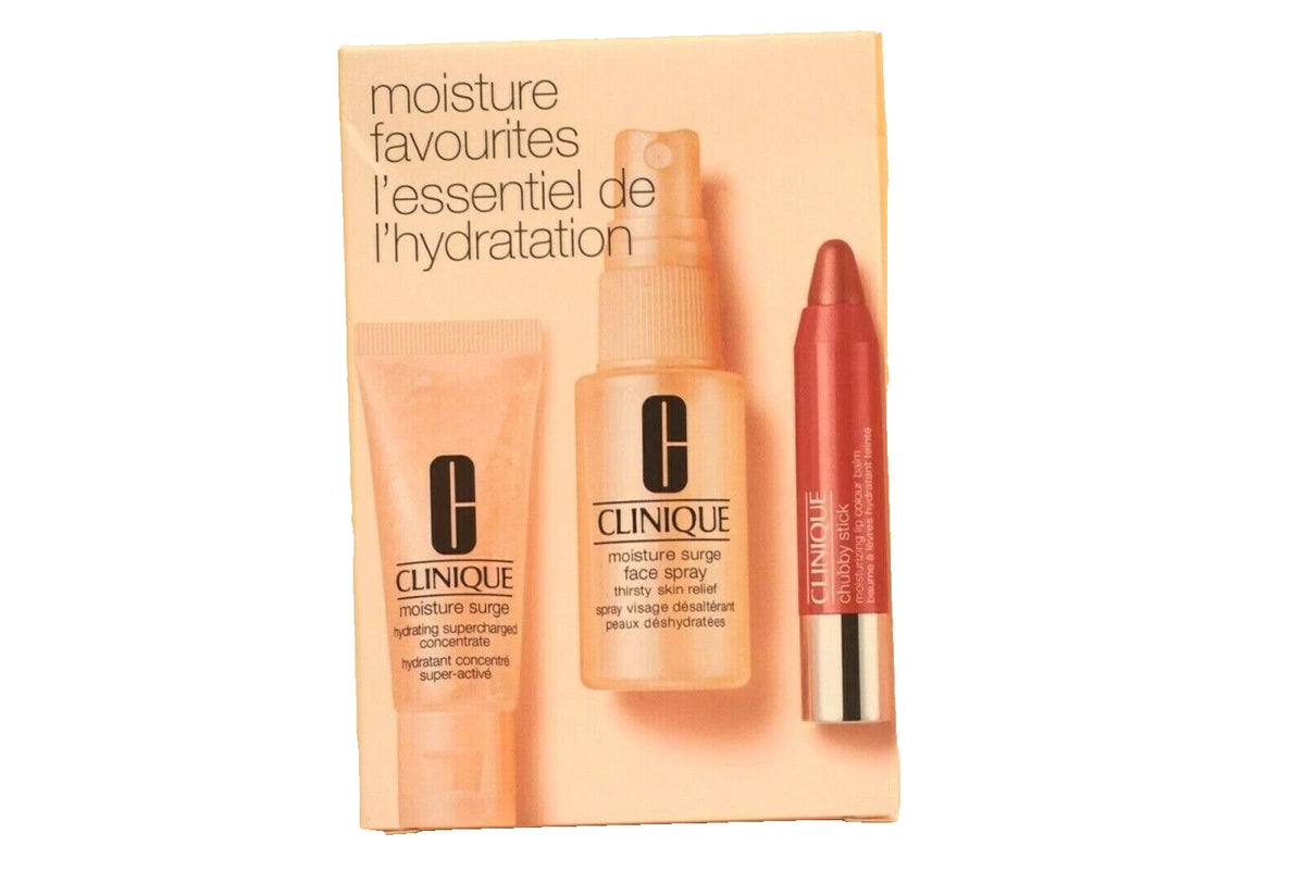 Clinique Moisture Favorite 3-Piece Skincare Set - Face Spray Lip Balm Concentrate