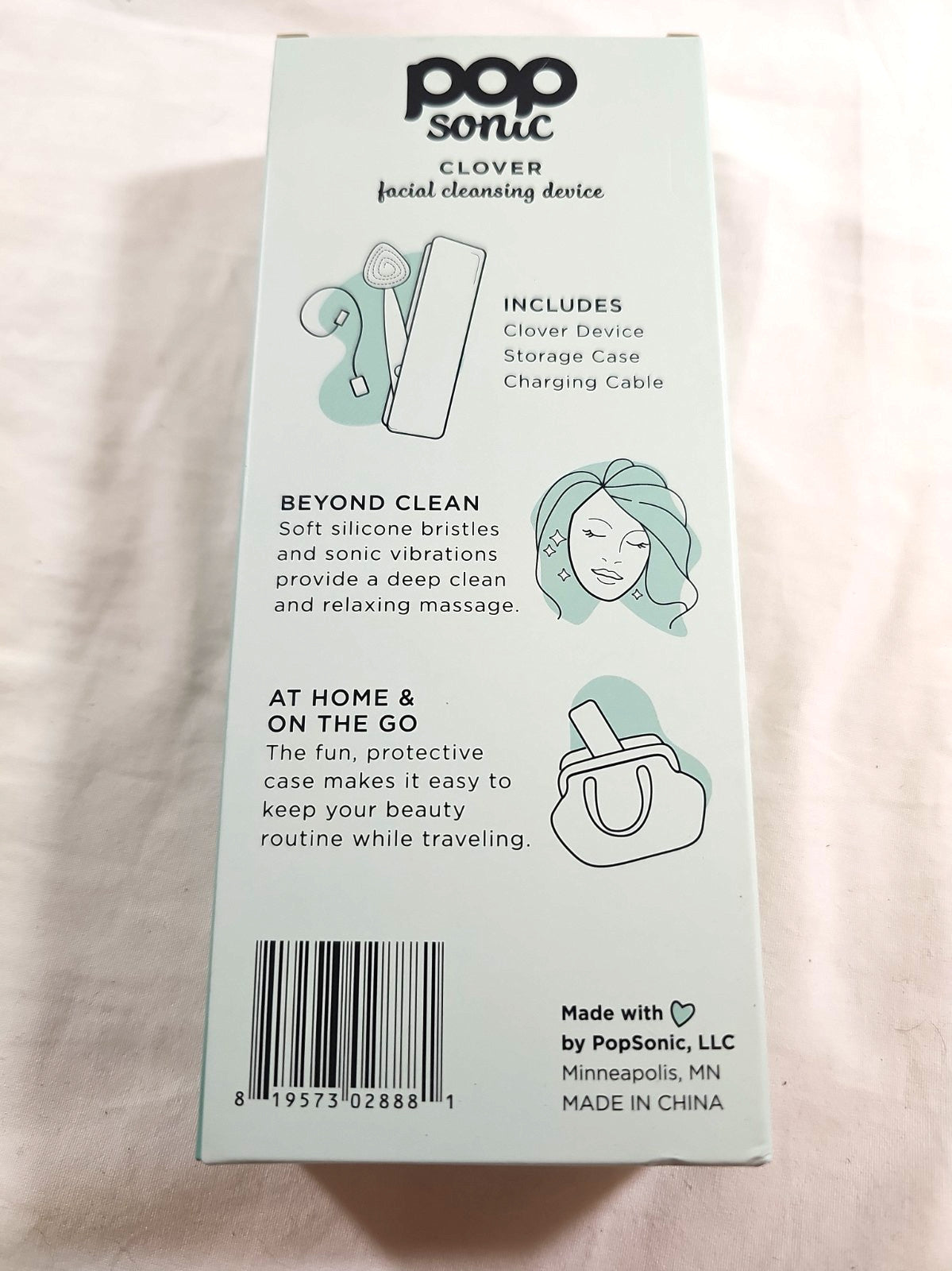 Facial Cleansing Device with Matching Case - Sonic Pop Sonic Clover Mint