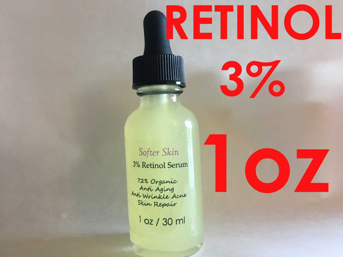 Retinol 3% Serum - Organic Hyaluronic Acid Anti-Aging Skin Treatment 1oz