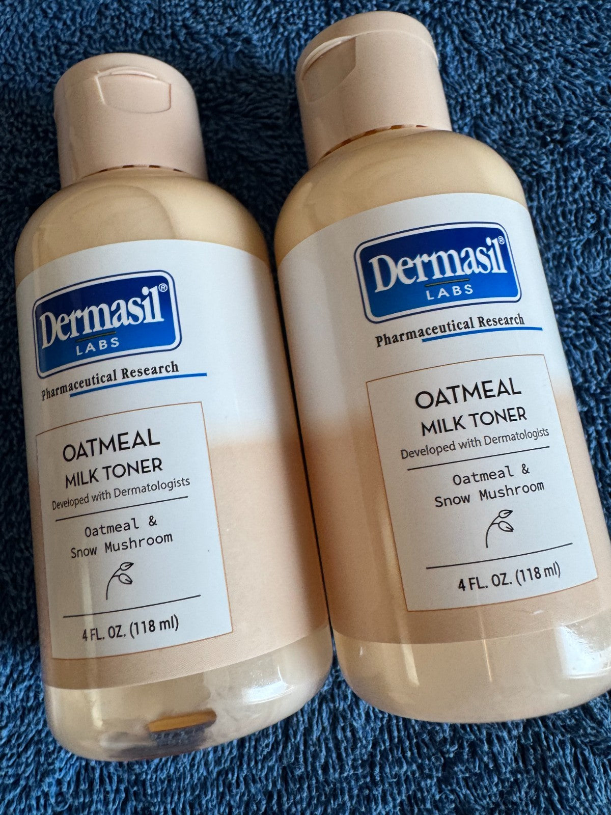 Hydrating Oatmeal & Snow Mushroom Toner - Set of 2, 4 fl oz Each, Gentle Skincare