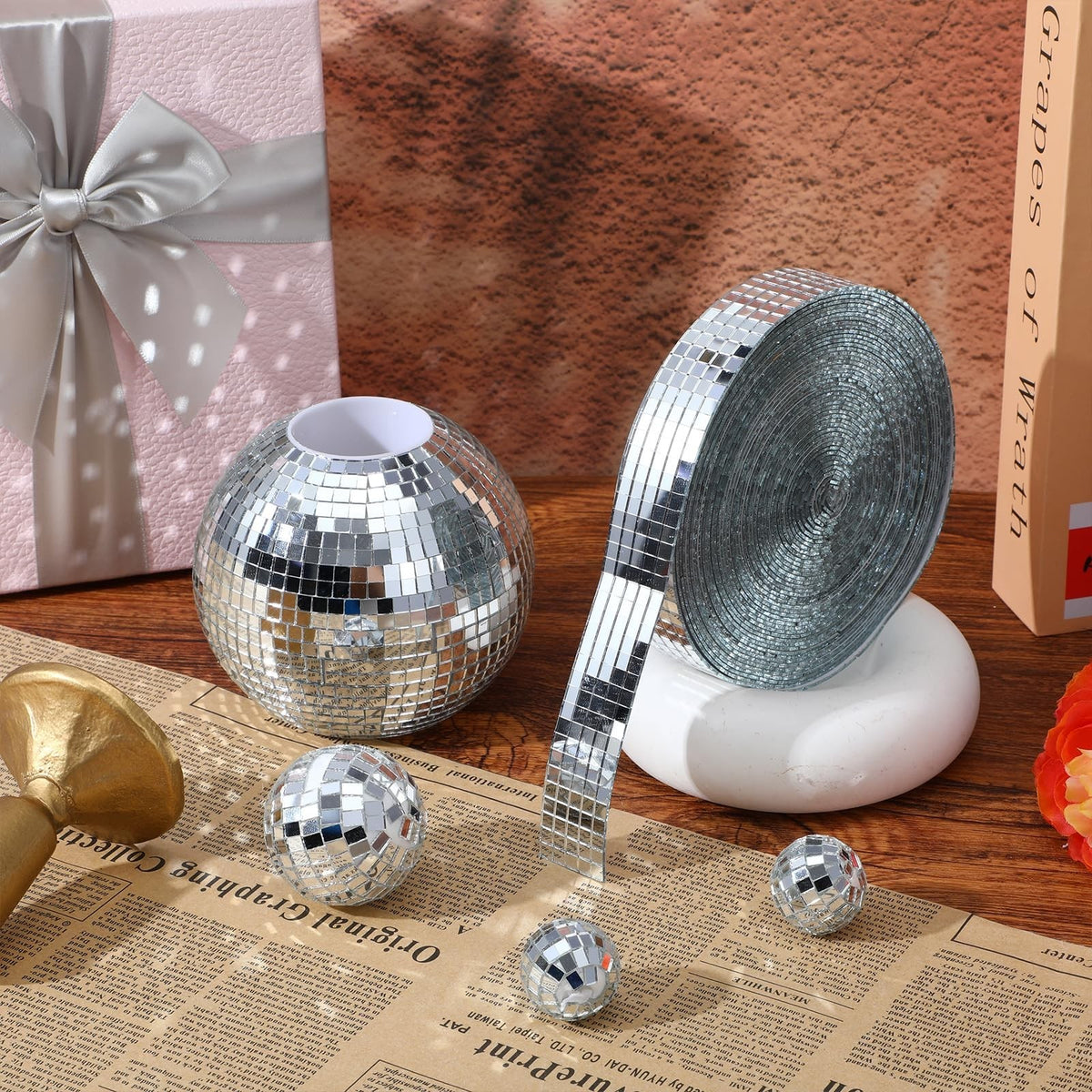 Self-Adhesive Disco Mirror Tiles 5x5mm - Silver Square Mosaic for DIY Crafts & Decor