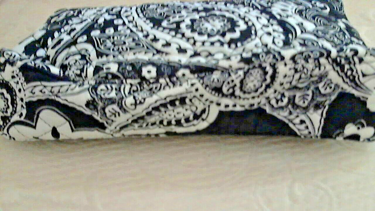 Quilted Cosmetic Case with Paisley Print and Gingham Interior - 10.5 x 6 Inches