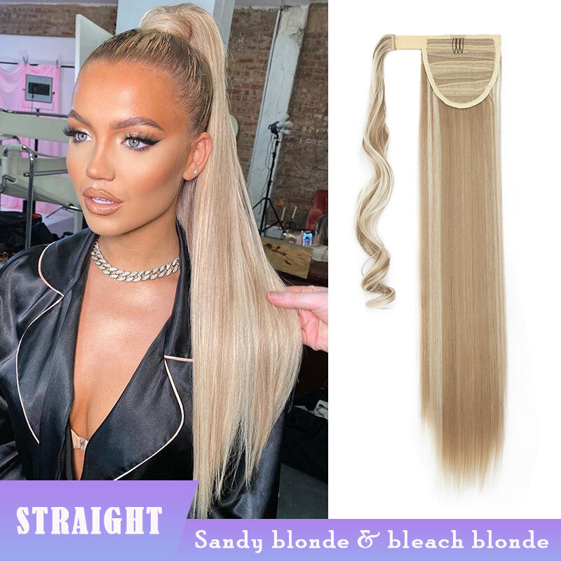 Thick Clip-In Ponytail Hair Extension - Fake Human Hair, Wavy & Straight