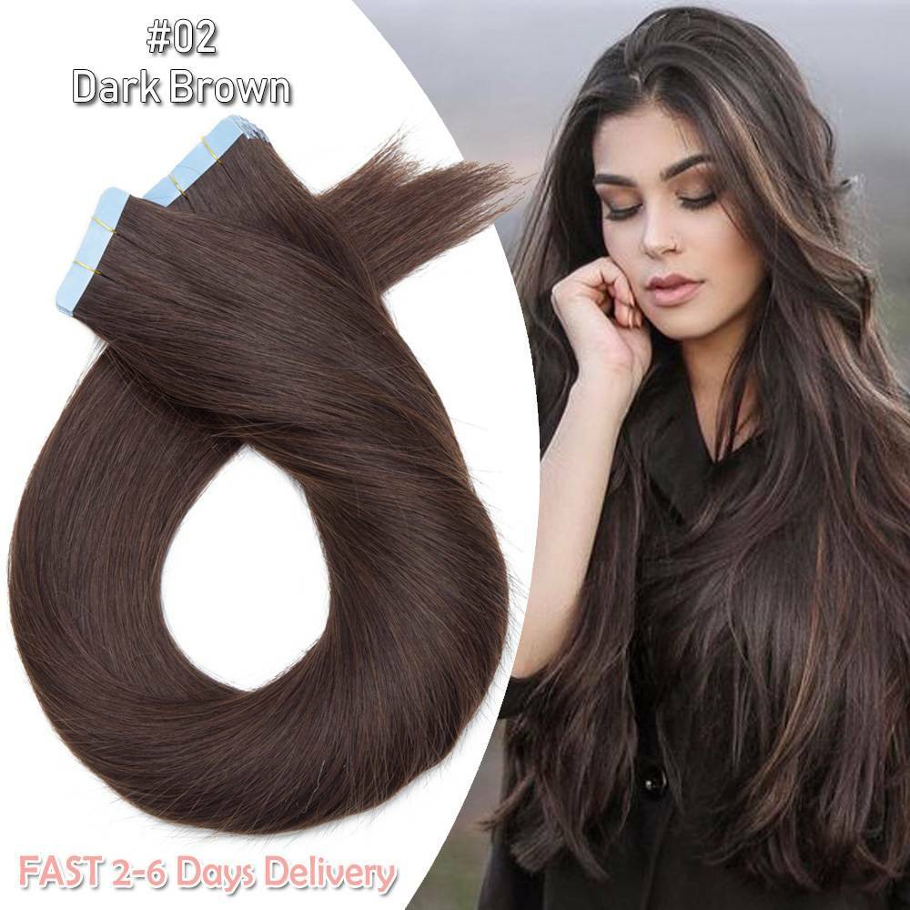 Remy Human Hair Extensions Full Head Skin Weft 80pcs Thick Tape-In Set
