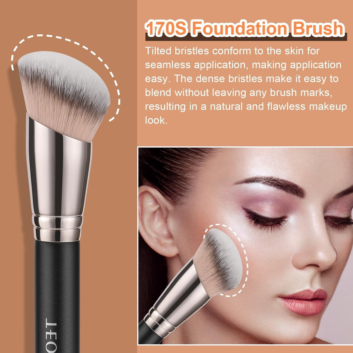 Angled Foundation Brush for Full Coverage & Seamless Makeup Application
