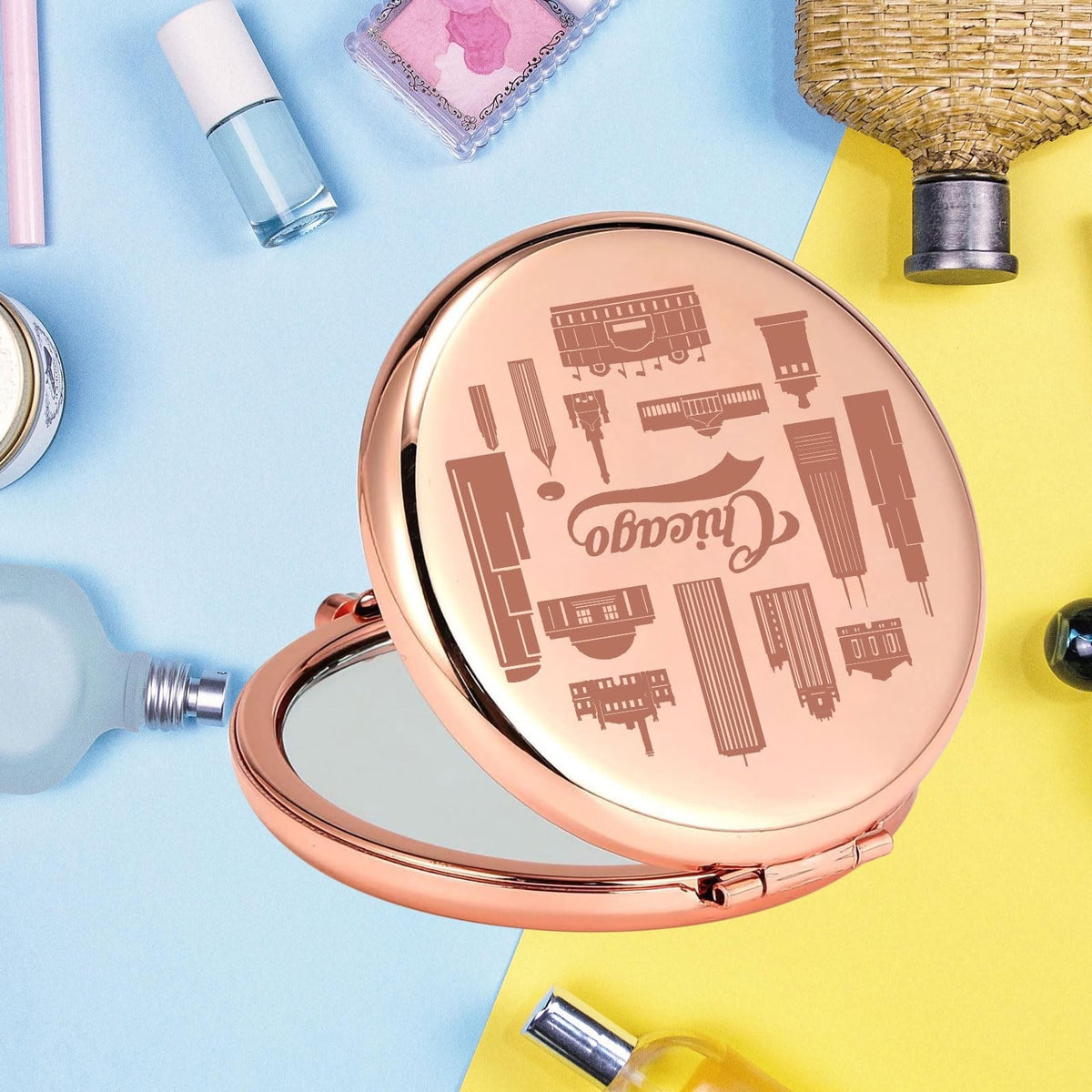 Travel Pocket Mirror Compact Makeup Mirror for Girls' Trip Gifts