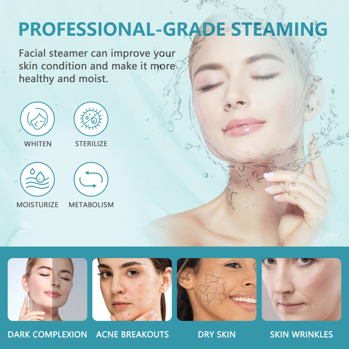 Portable Ozone Facial Steamer for Skin Care Salon Spa Equipment