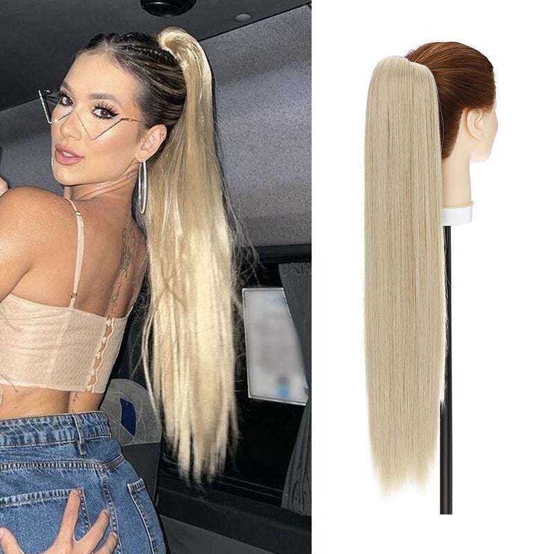 26-Inch Real Human Hair Ponytail Extension with Claw Clip - Thick Hairpiece
