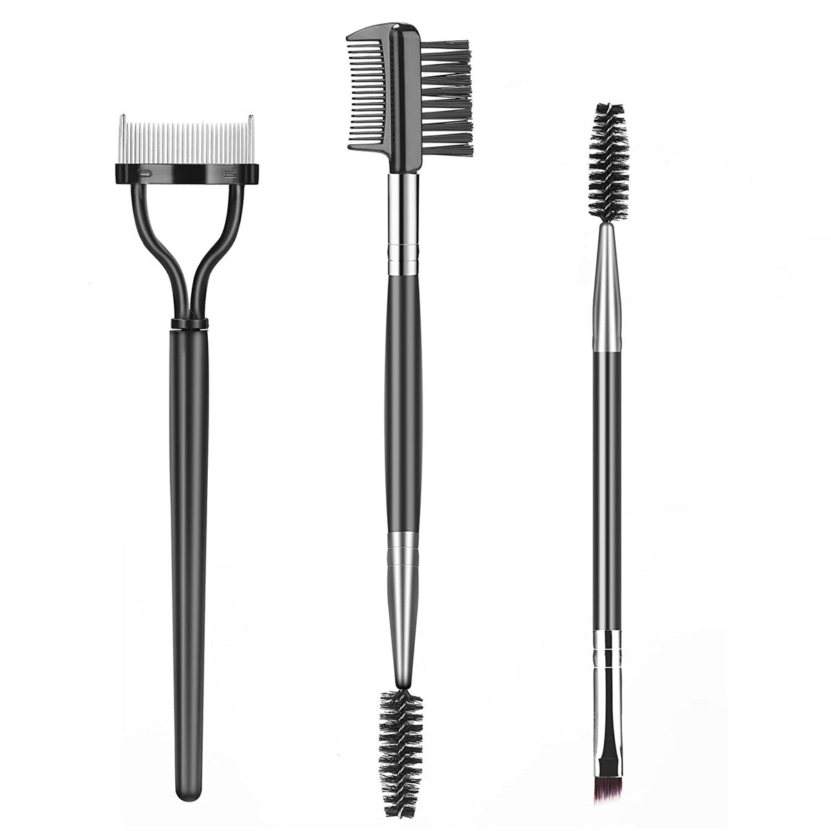 3 Pack Eyebrow and Eyelash Makeup Brush Set with Separator & Spoolie