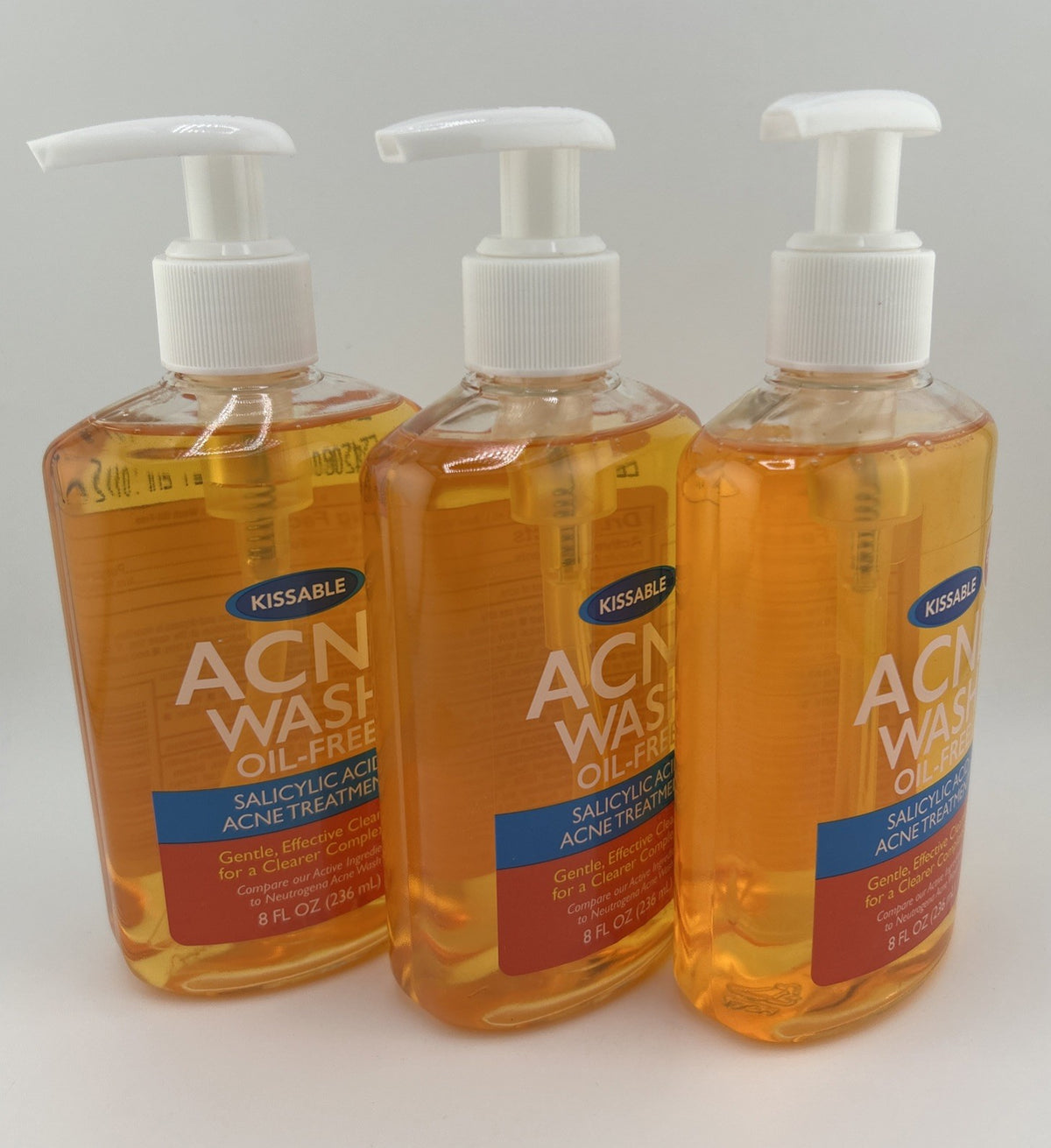 Oil-Free Salicylic Acid Acne Face Wash - 8oz 3-Pack for Clear Skin
