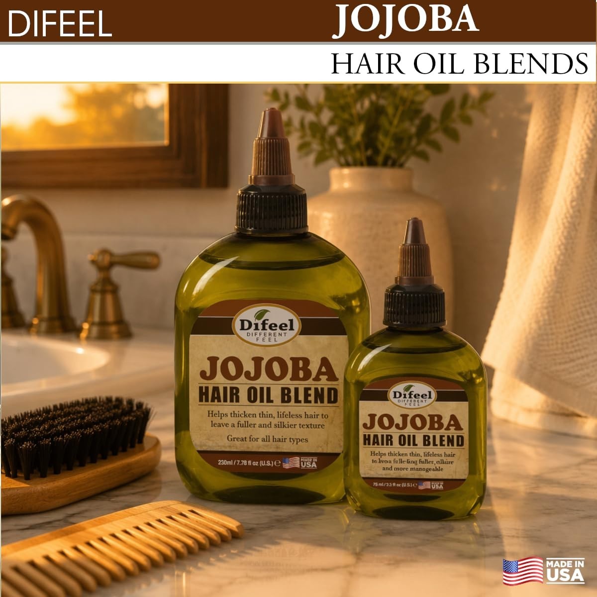 Jojoba Hair Oil Travel Size 2.5 oz Moisturizing & Restorative Hair Treatment