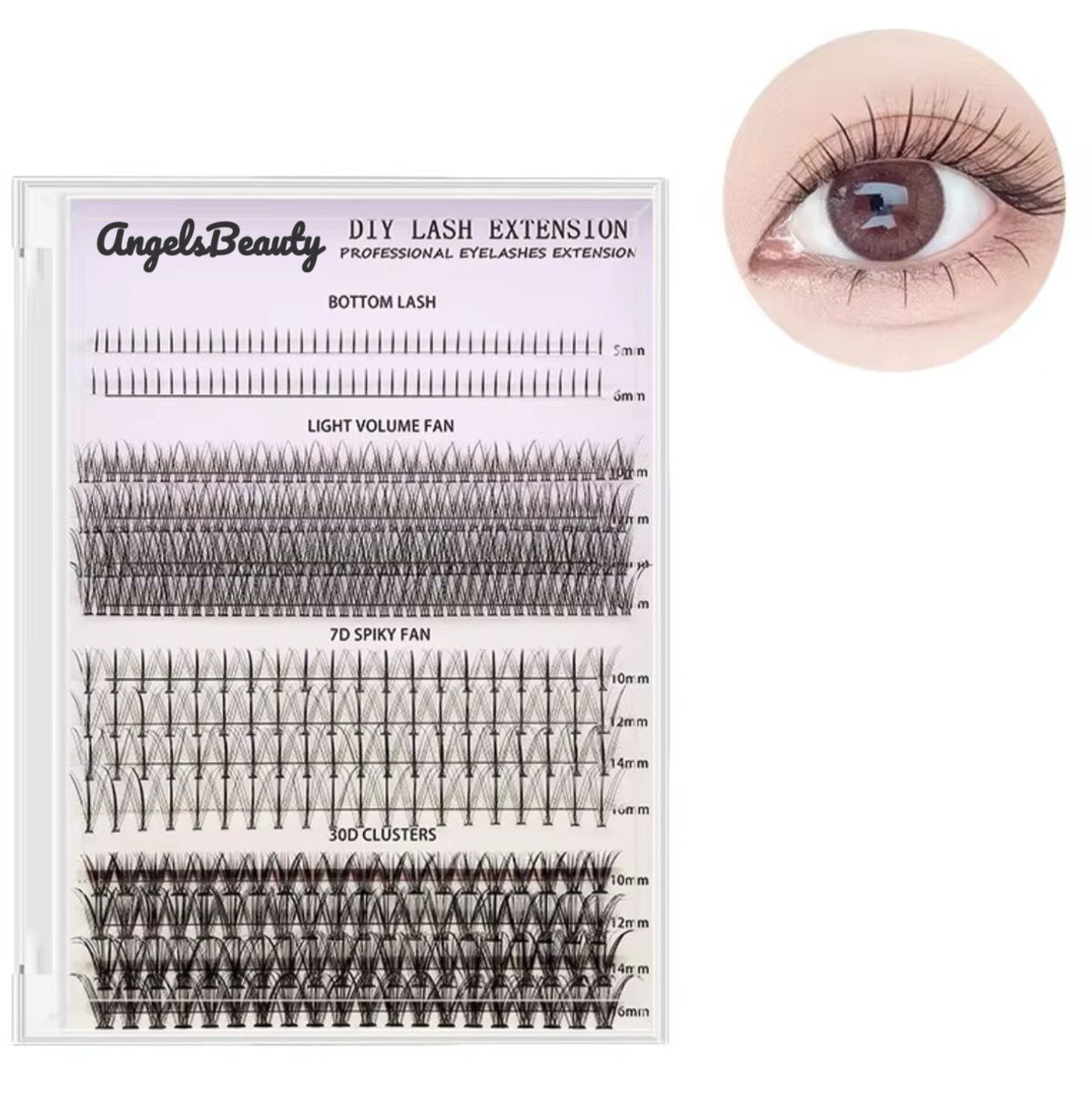 False Eyelash Extension Kit 480 Pieces Wispy Natural Fluffy Clusters