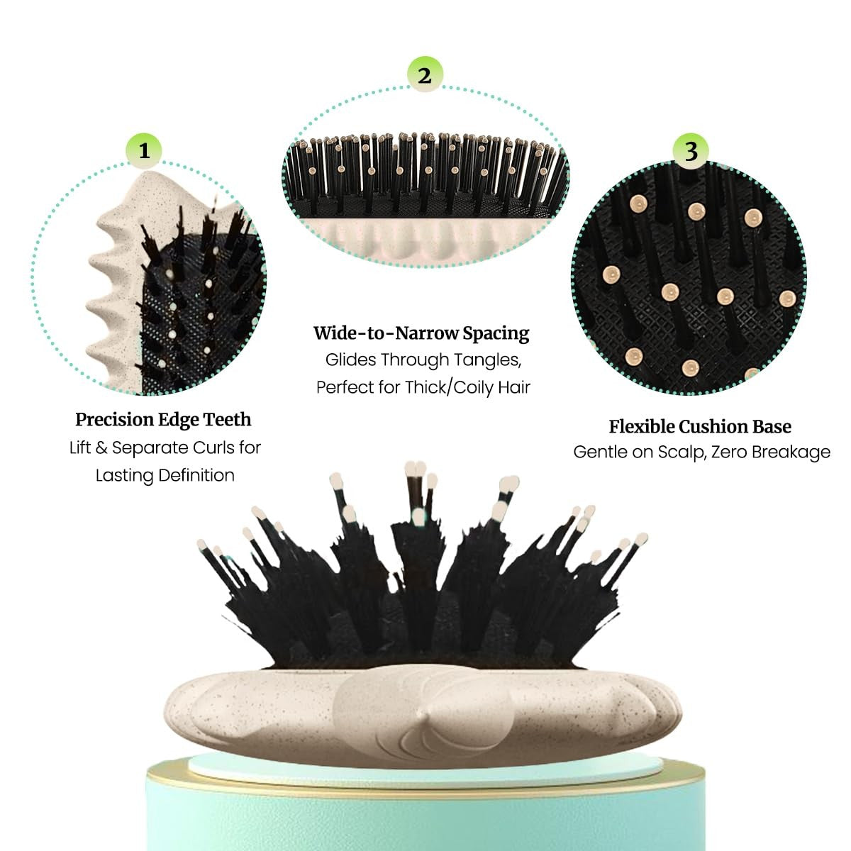 Curly Hair Brush with Boar Bristles for Defining & Detangling - Kazunark