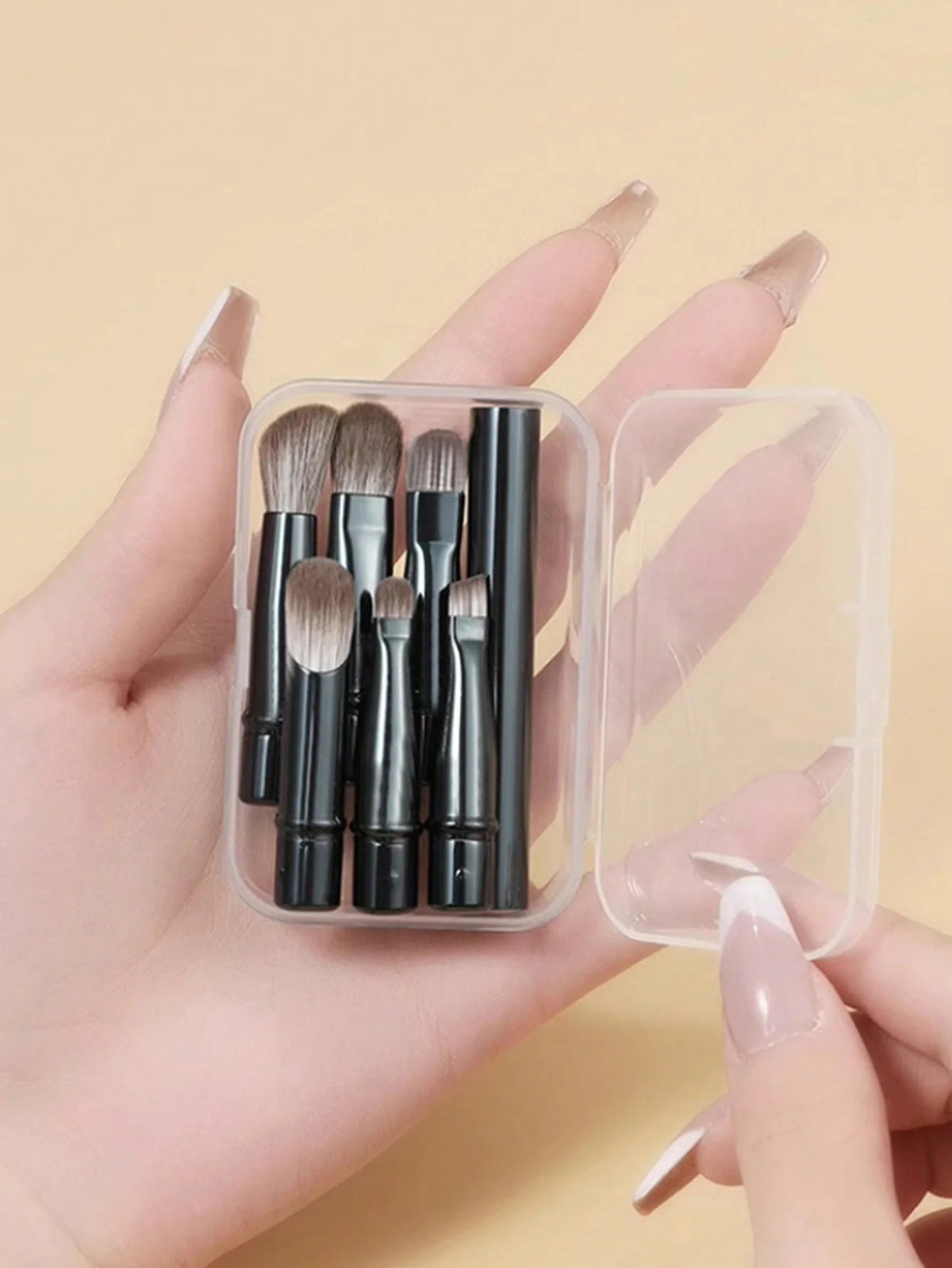 6 Piece Portable Travel Makeup Brush Set with Nose Shadow Brush Replacement