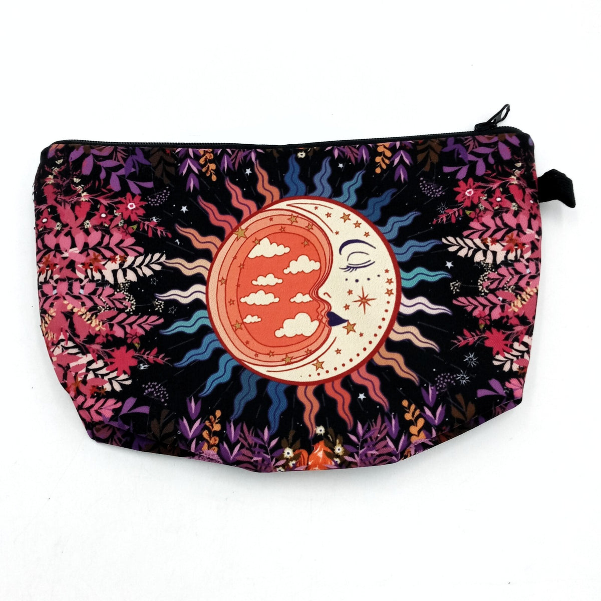 Sun Moon Floral Zippered Makeup Bag - Cosmetic & Toiletry Organizer