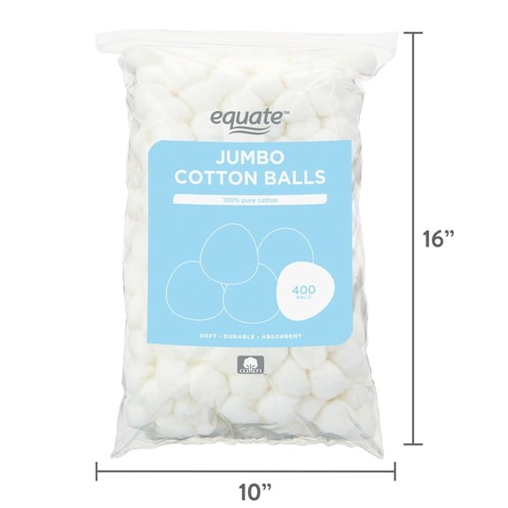Jumbo Cotton Balls 400 Count - Soft, Absorbent, Gentle for Skin & DIY