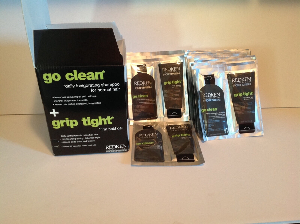 Redken For Men Go Clean Shampoo & Grip Tight Gel 25 Pack Samples