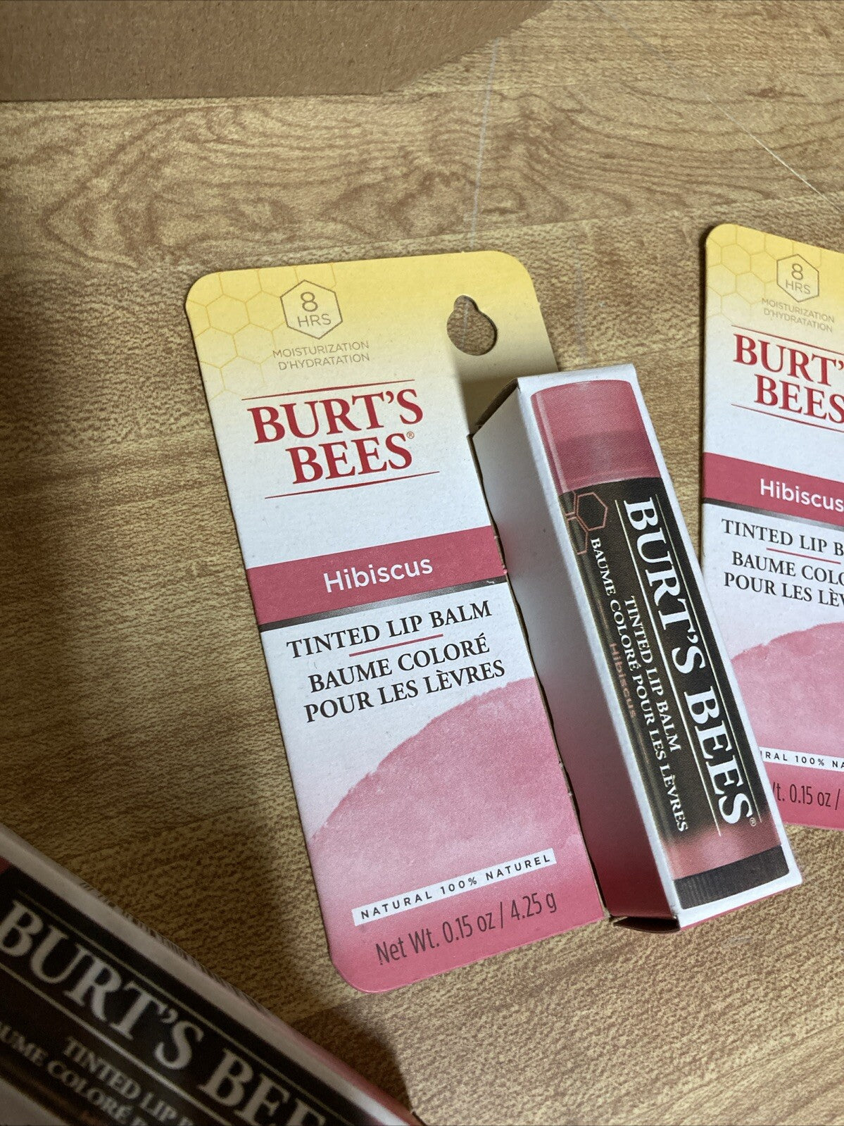 3 Pack Burt's Bees Hibiscus Tinted Lip Balm - 100% Natural, Nourishing & Hydrating
