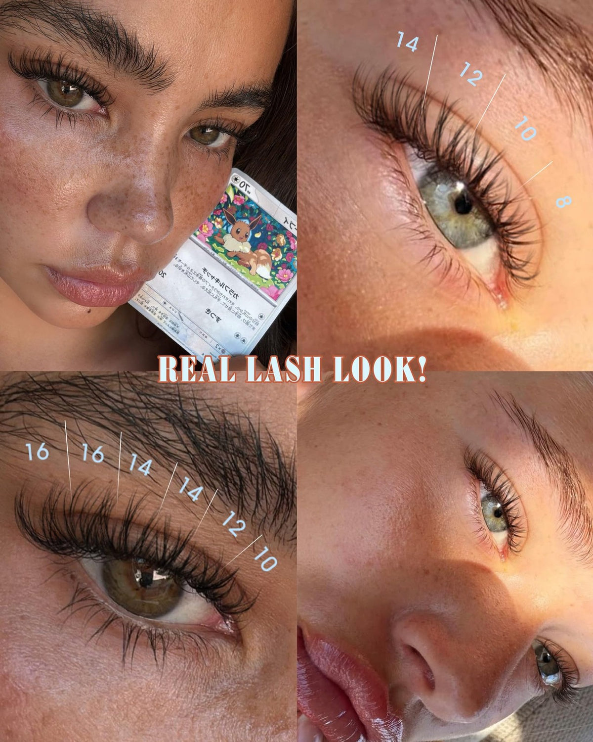 Natural Wispy False Eyelash Clusters with Clear Band - Black, 8-16mm