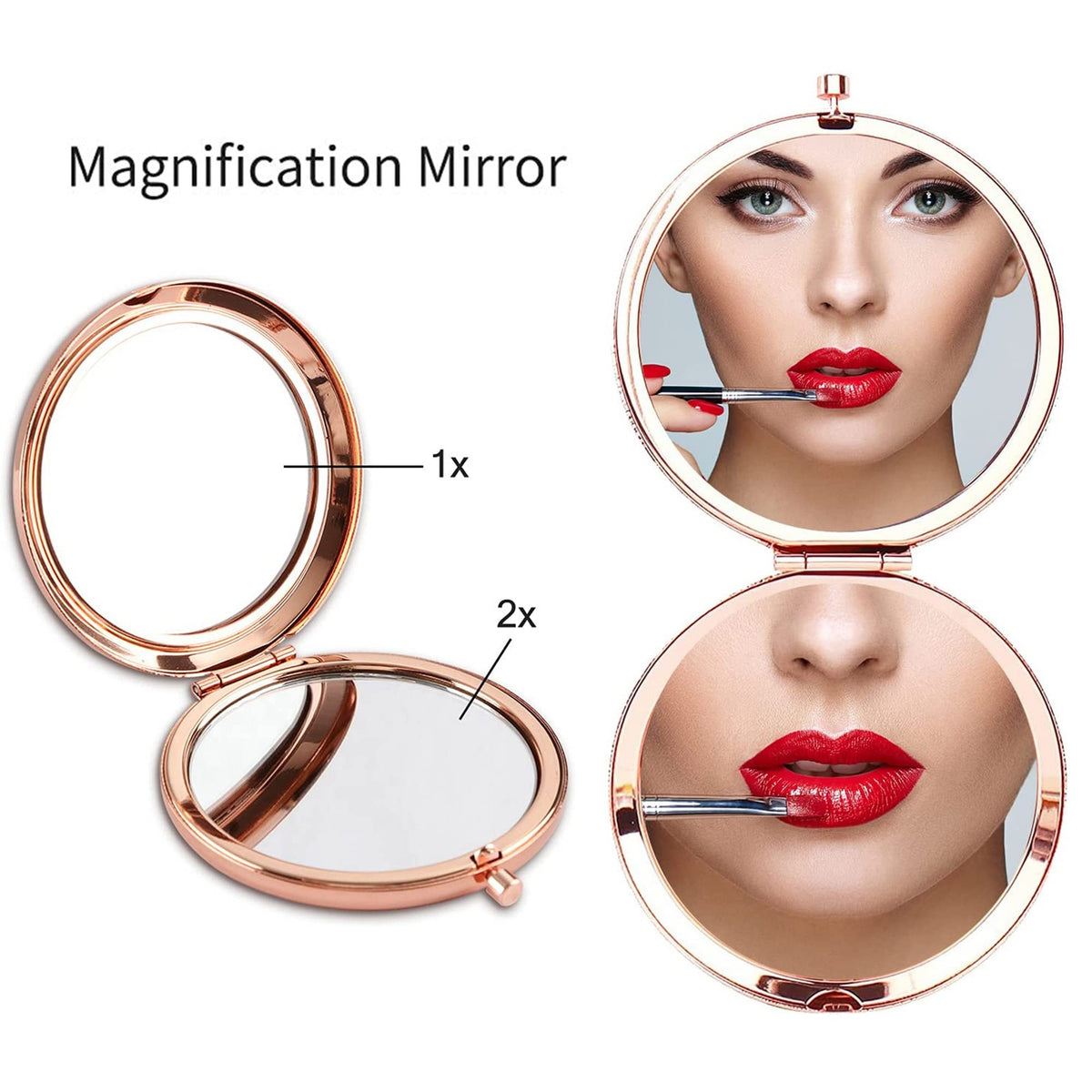 Personal Compact Mirror for Daughter-in-Law Wedding Gift - Rose Gold 2X Magnification