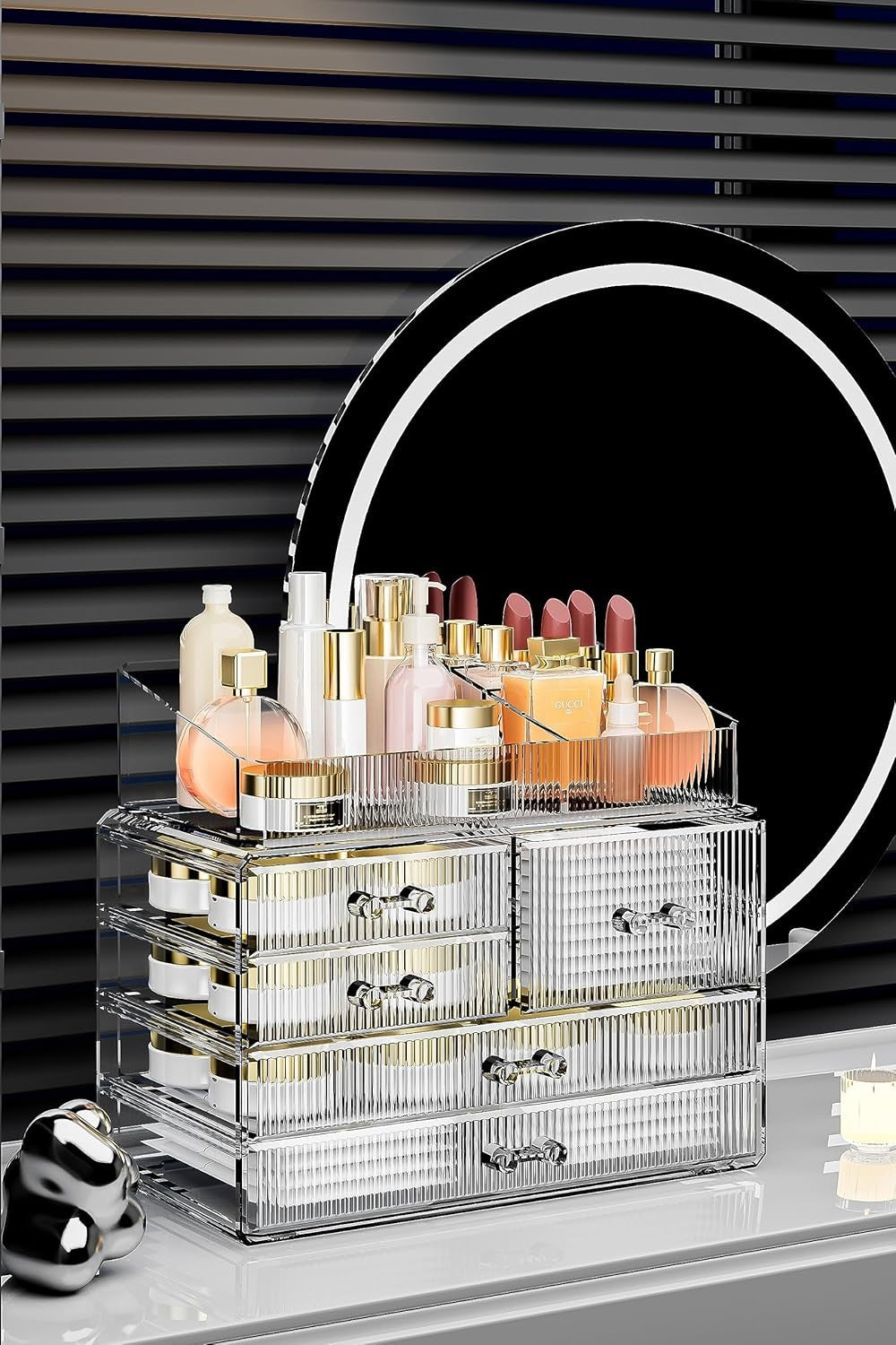 Stackable Clear Acrylic Drawer Organizers for Bathroom and Kitchen Storage