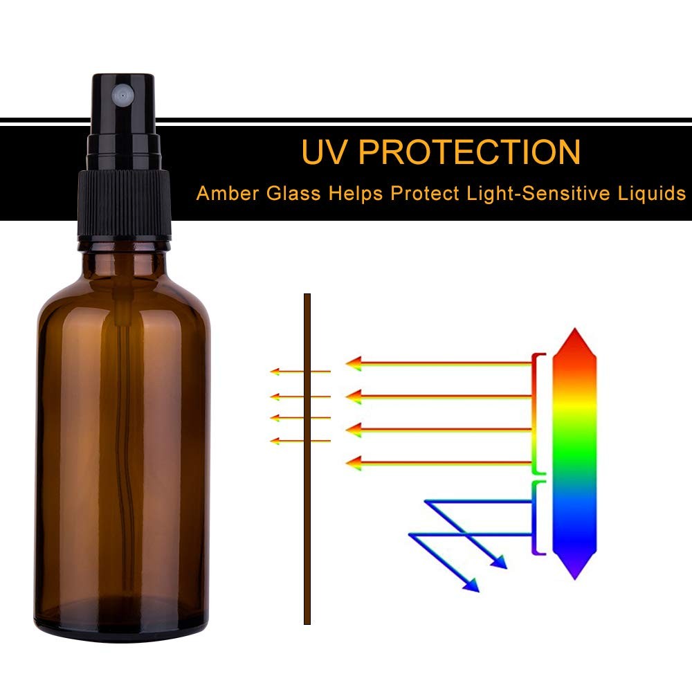 2oz Amber Glass Spray Bottles Set for Essential Oils - 18 Pack