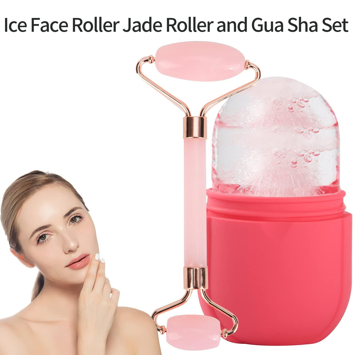 Facial Ice Roller Mold Set - Reusable Silicone Face & Oval Massager