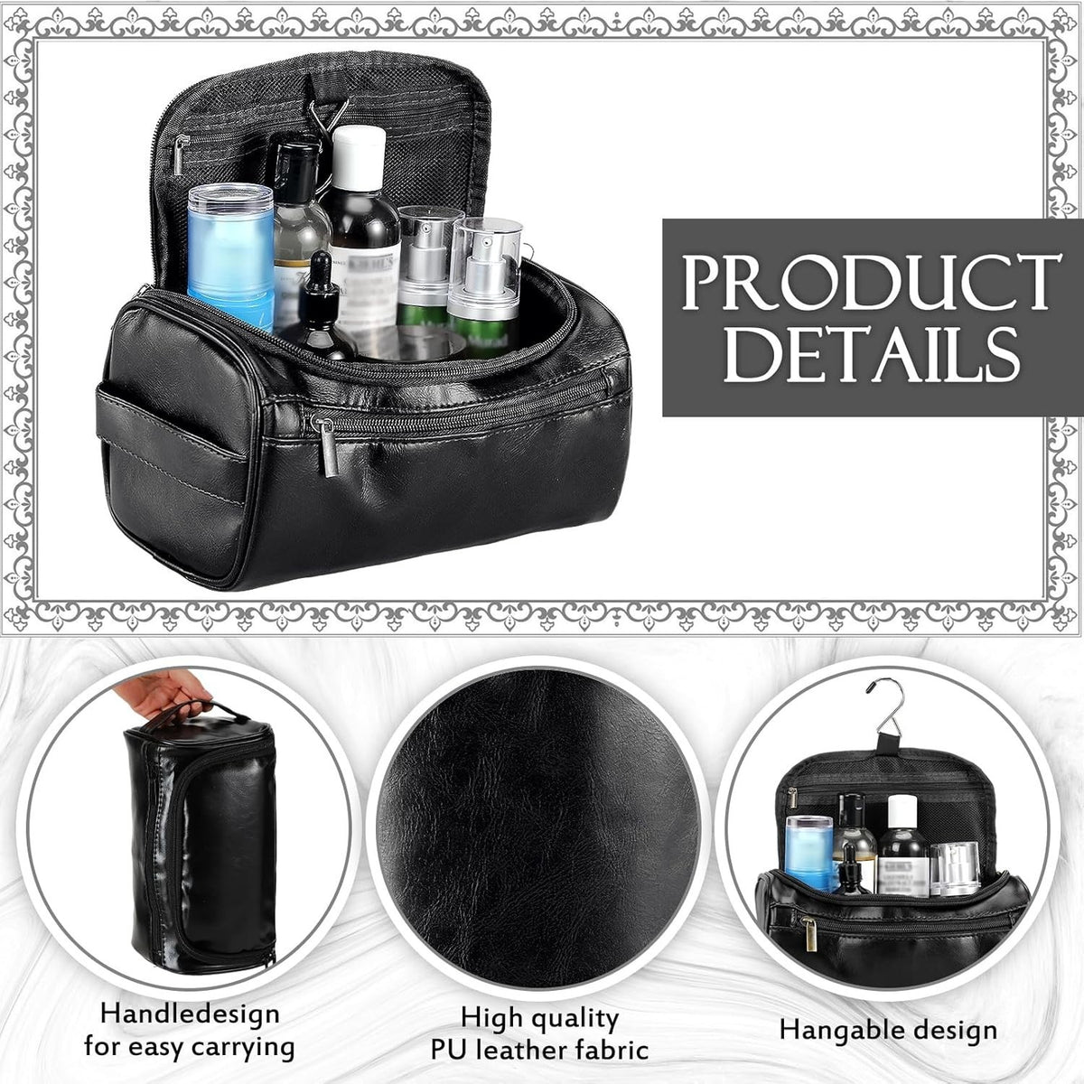 Luxury Leather Travel Toiletry Bag Set - Unisex 6-Piece Organizer Gifts