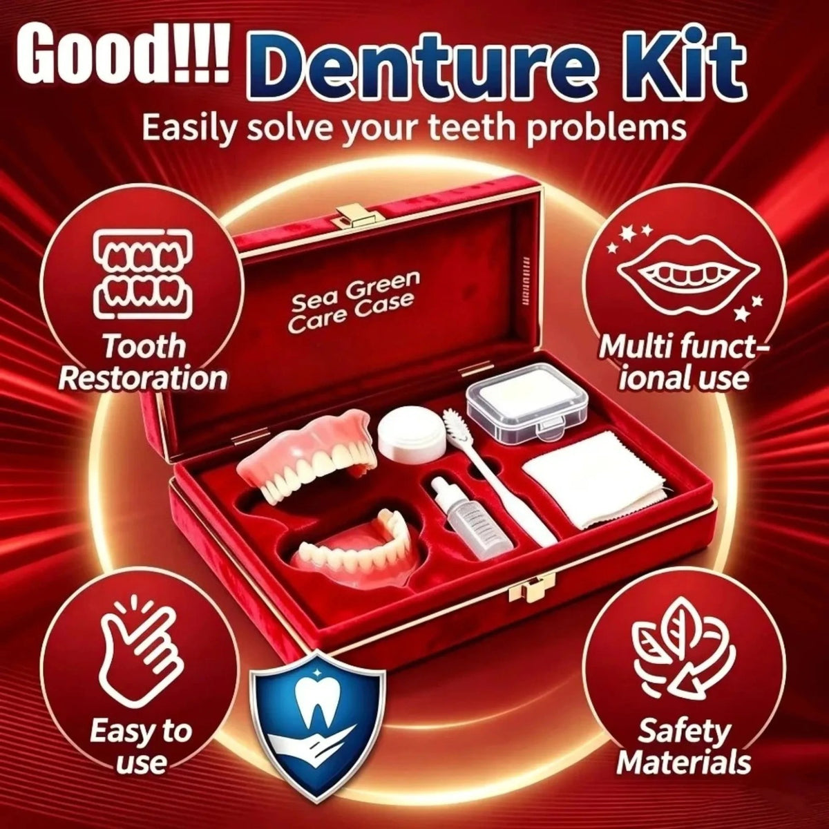 Silicone Denture Kit Upper and Lower False Teeth Set Instant Smile