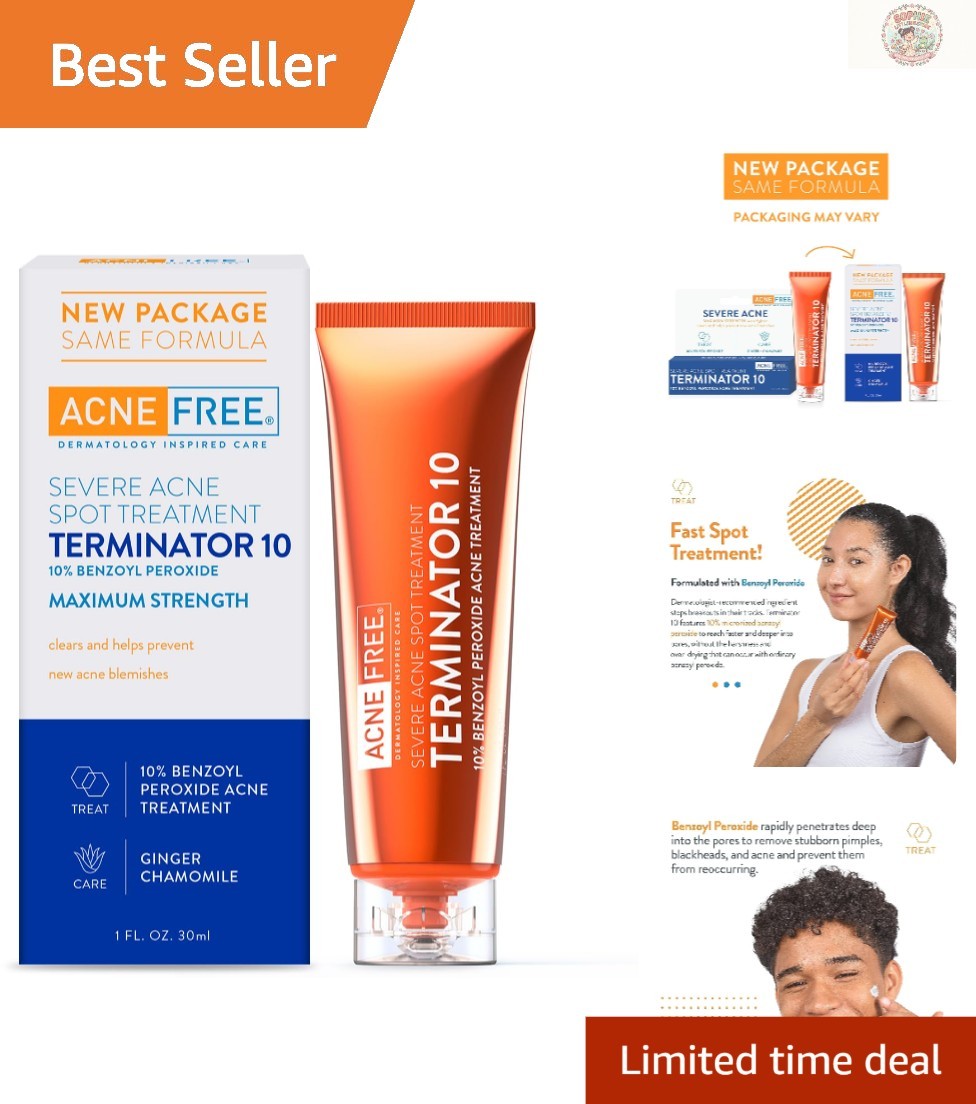 Acne Spot Treatment Cream - Maximum Strength 10% Benzoyl Peroxide