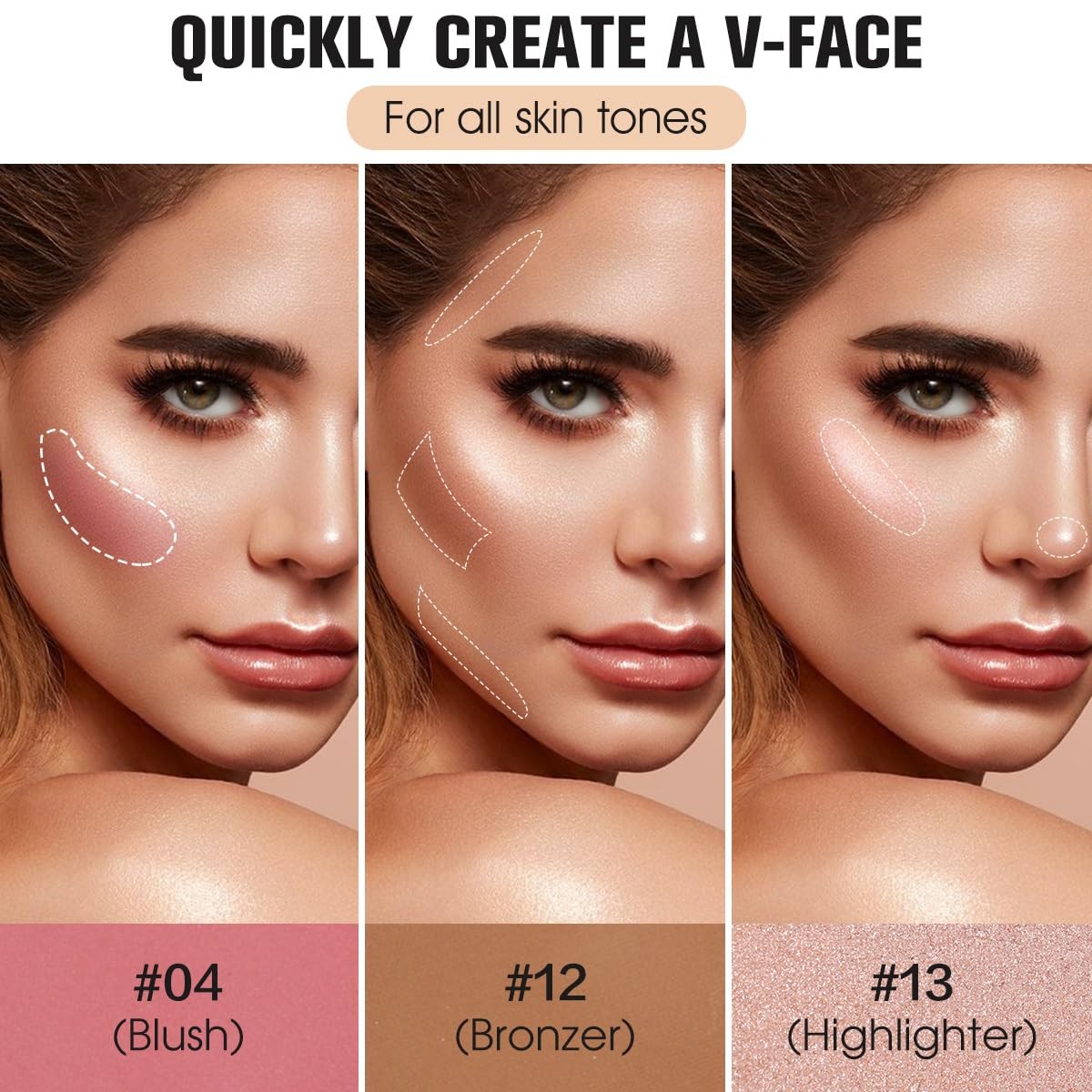 16-Color Contour Palette with Blush, Highlighter & Bronzer for Makeup