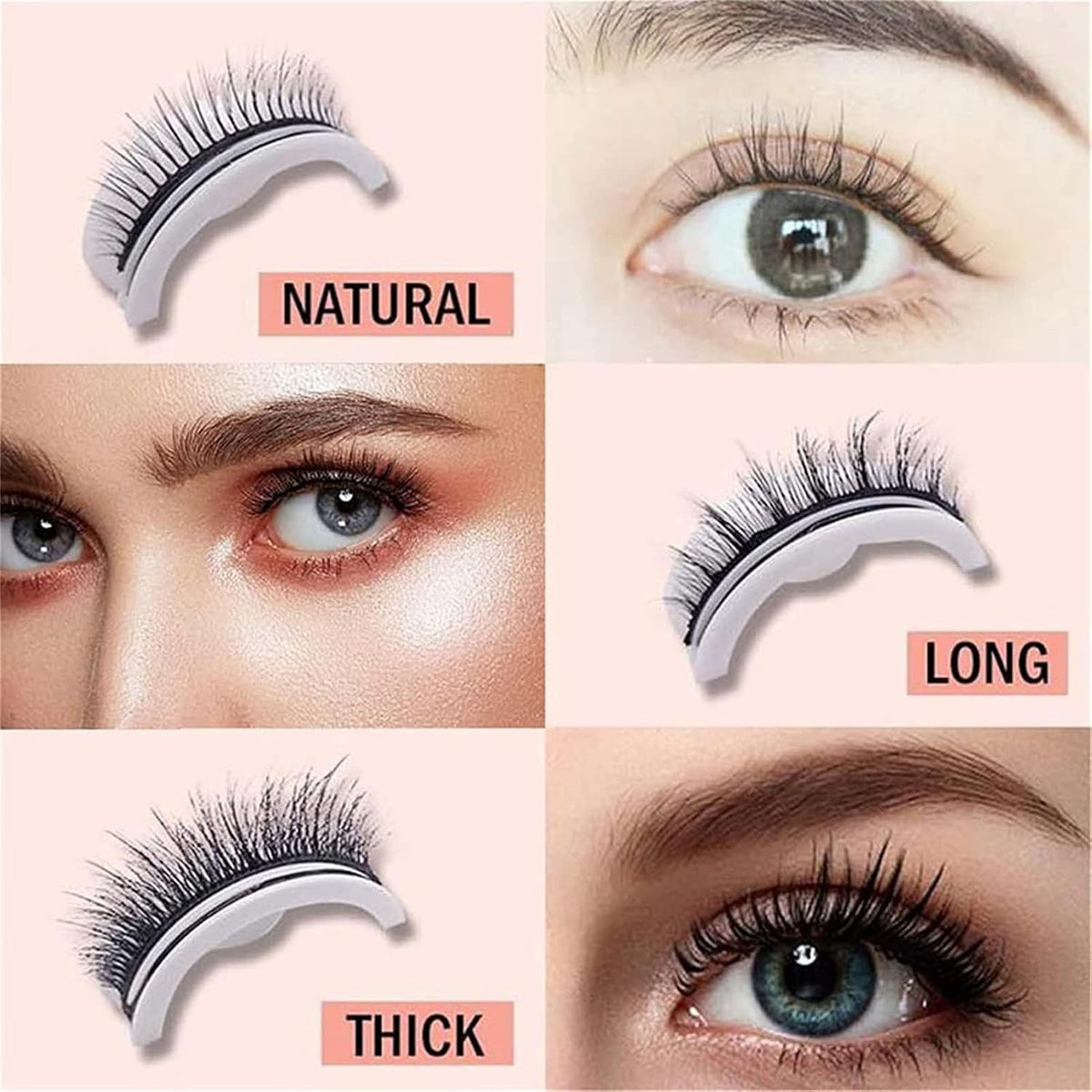 Reusable Self-Adhesive 3D Mink False Eyelashes - Natural, Long, Thick Styles