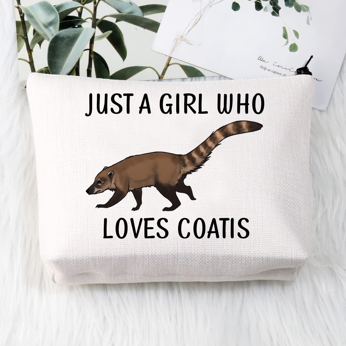 Coati Lover Makeup Bag - Waterproof Zipper Pouch for Animal Enthusiasts