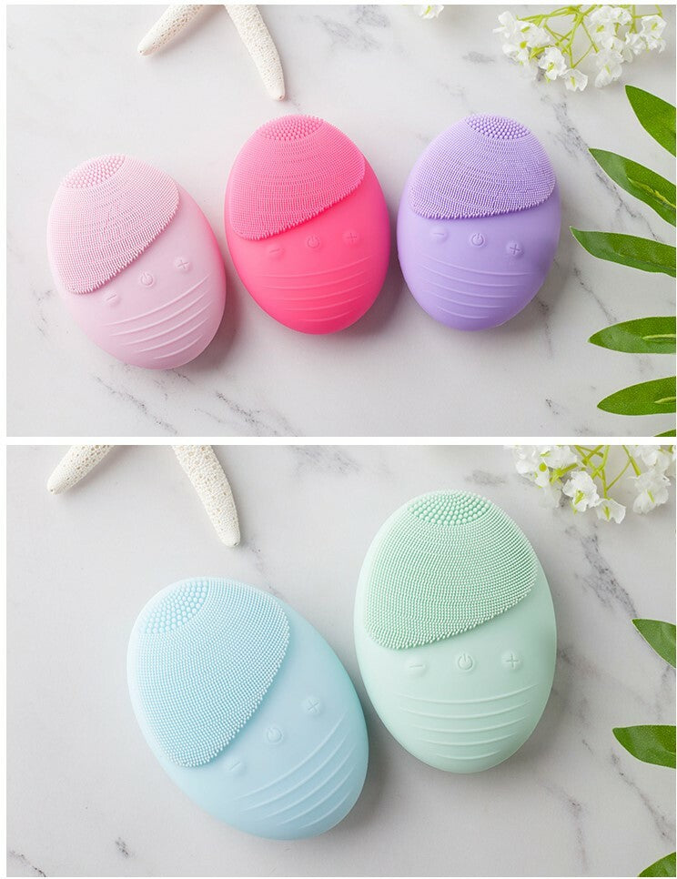 Wireless Electric Facial Cleansing Brush with LED Light Therapy Waterproof Skin Care Device