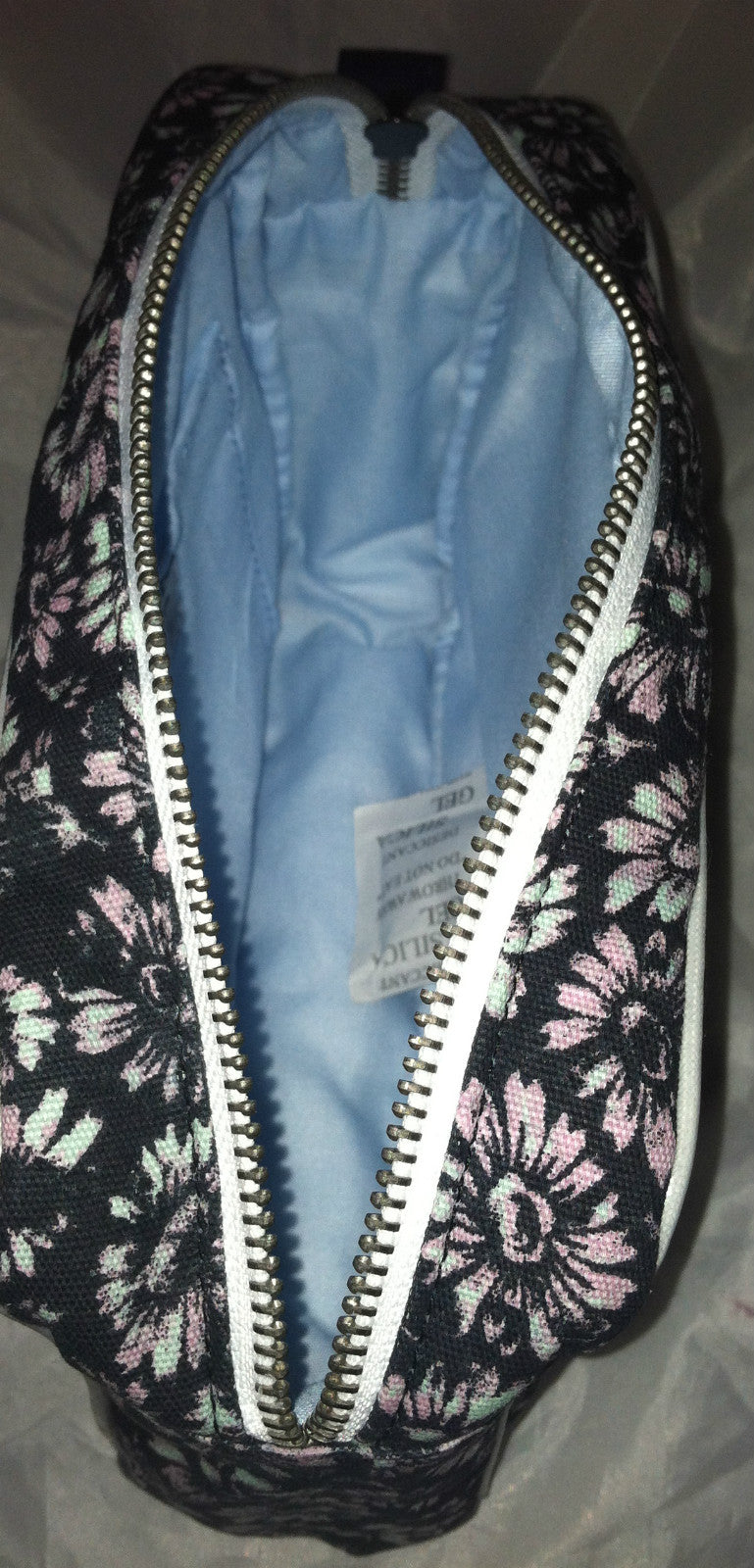 SunO Floral Cotton Canvas Makeup Bag - Black, Blue & Pink