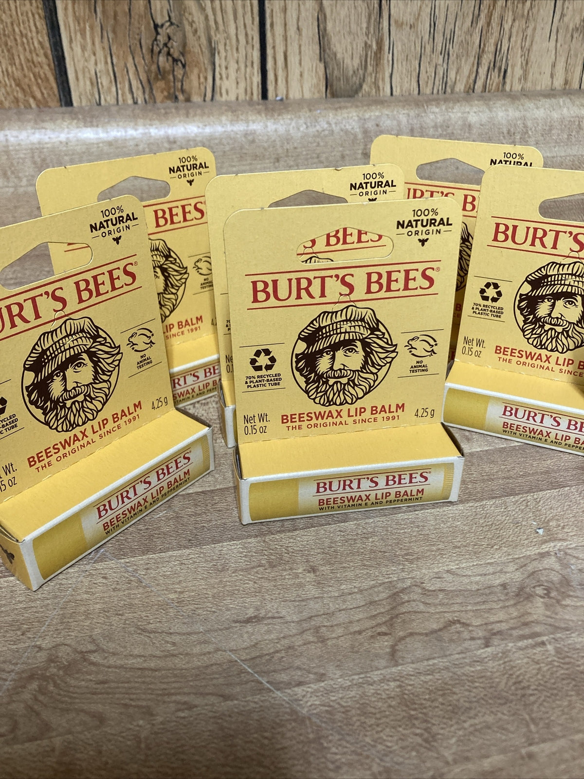 6 Pack Beeswax Lip Balm - Hydrating Natural Moisturizer