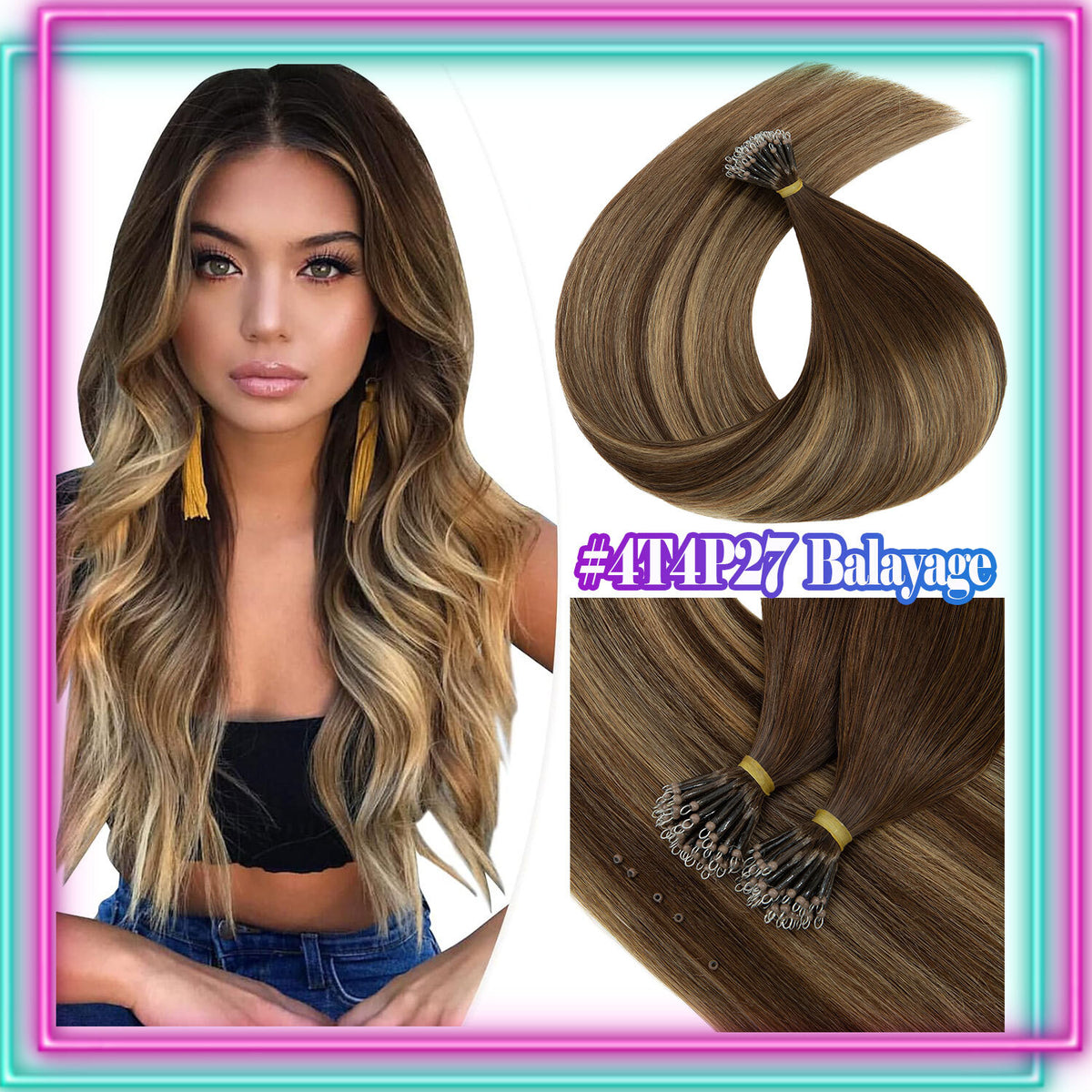 Nano Ring Hair Extensions 100% Human Remy Micro Loop Beads - Multiple Colors & Lengths