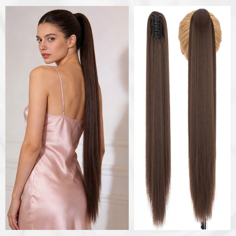 Long Ponytail Hair Extension with Claw Clip - 30 Inch Synthetic Hairpiece