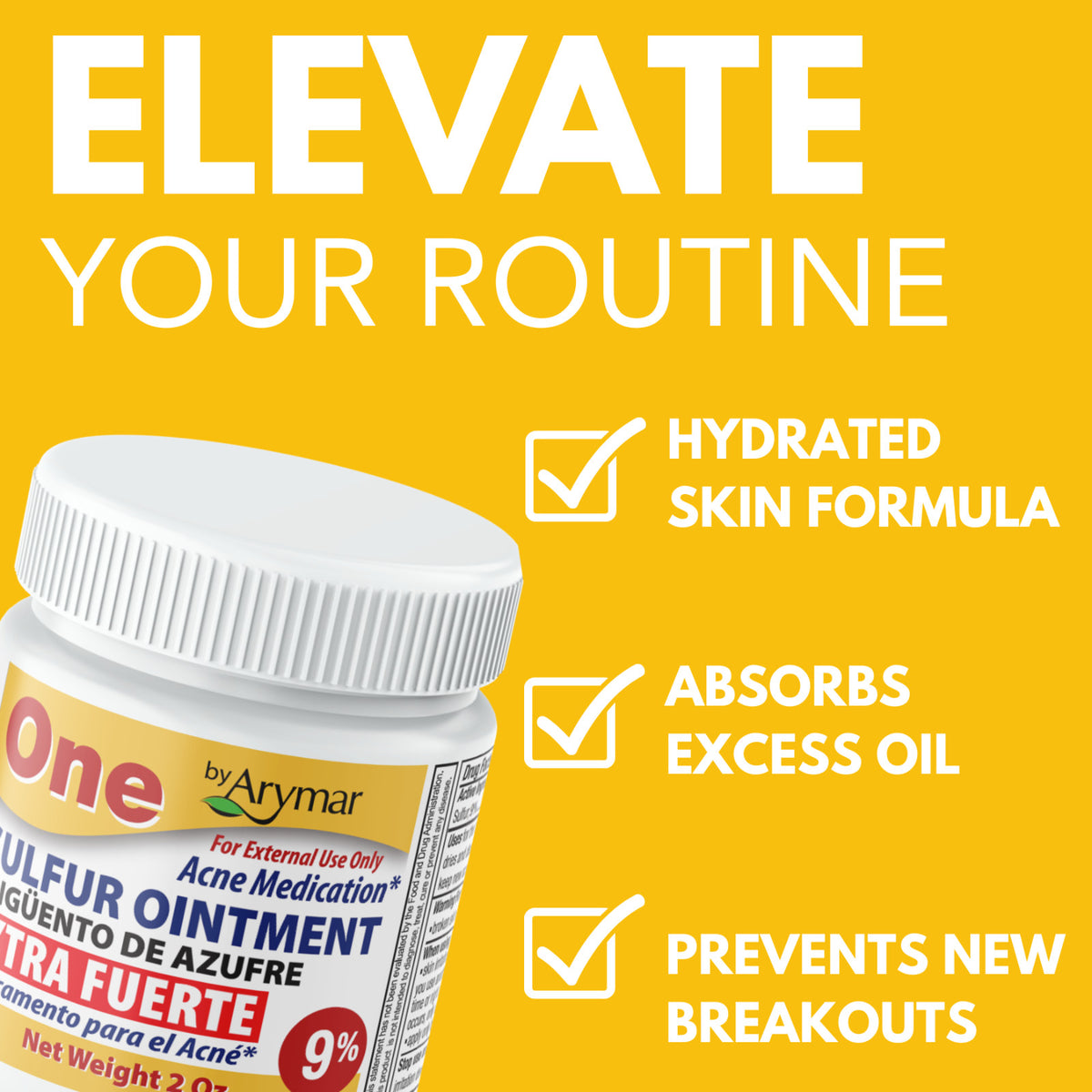 Sulfur Ointment 9% for Acne Treatment and Skin Care - 2 oz