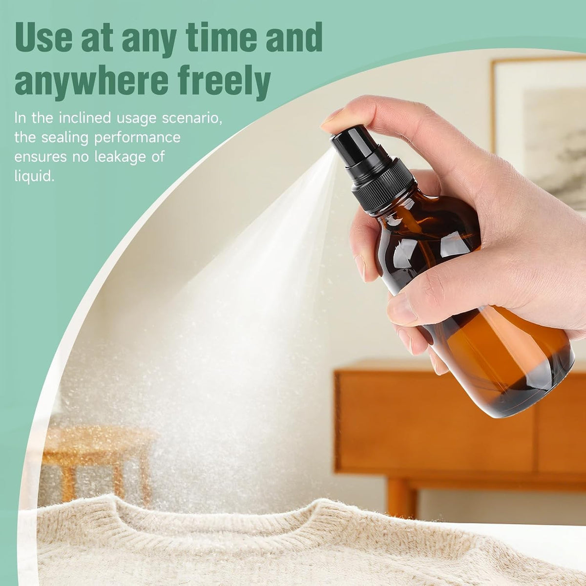 4oz Amber Glass Spray Bottles Set of 4 – Empty Mist Sprayers with Nozzles, Funnels & Labels