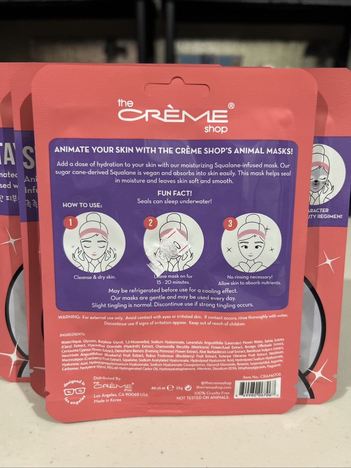 Stay Dewy Animated Animal Face Masks - 4 Pack