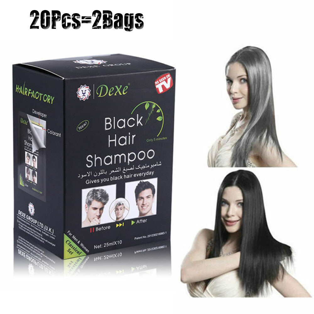 Black Hair Shampoo - Instant Hair Color Dye, Herbal Nourishing Formula