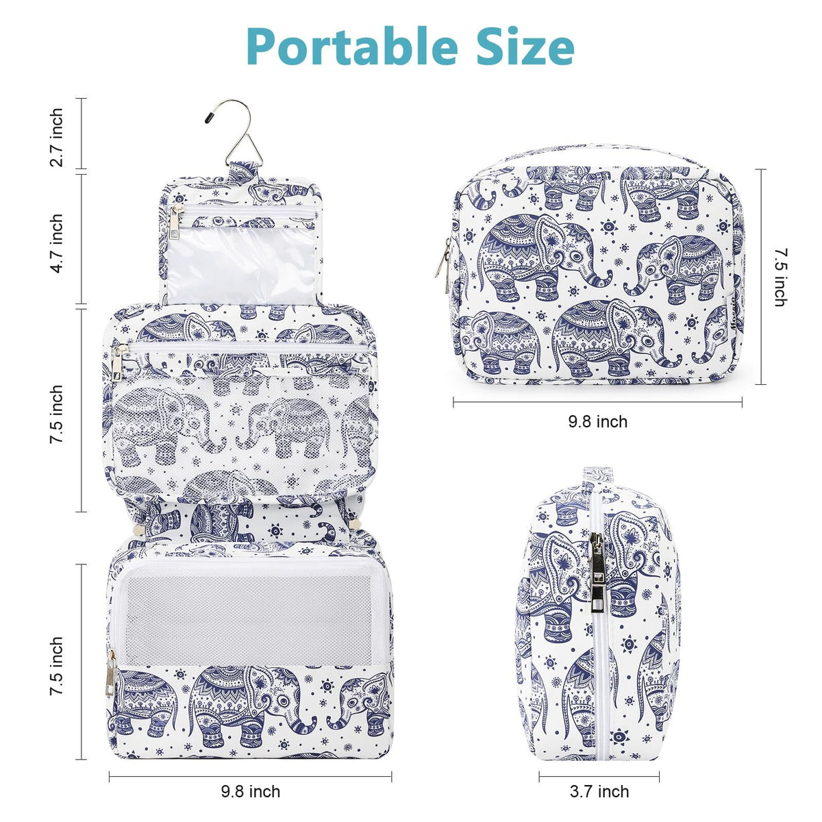 Large Portable Hanging Toiletry Bag with Sturdy Hook for Travel & Men & Women