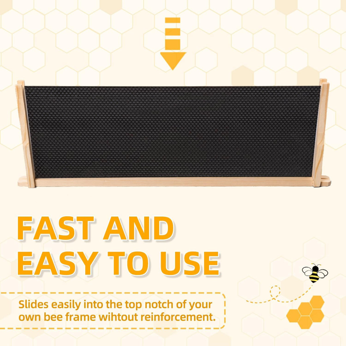Deep Beehive Foundation Sheets - 8.5 Inch Black Plastic Frames, 10 Pack
