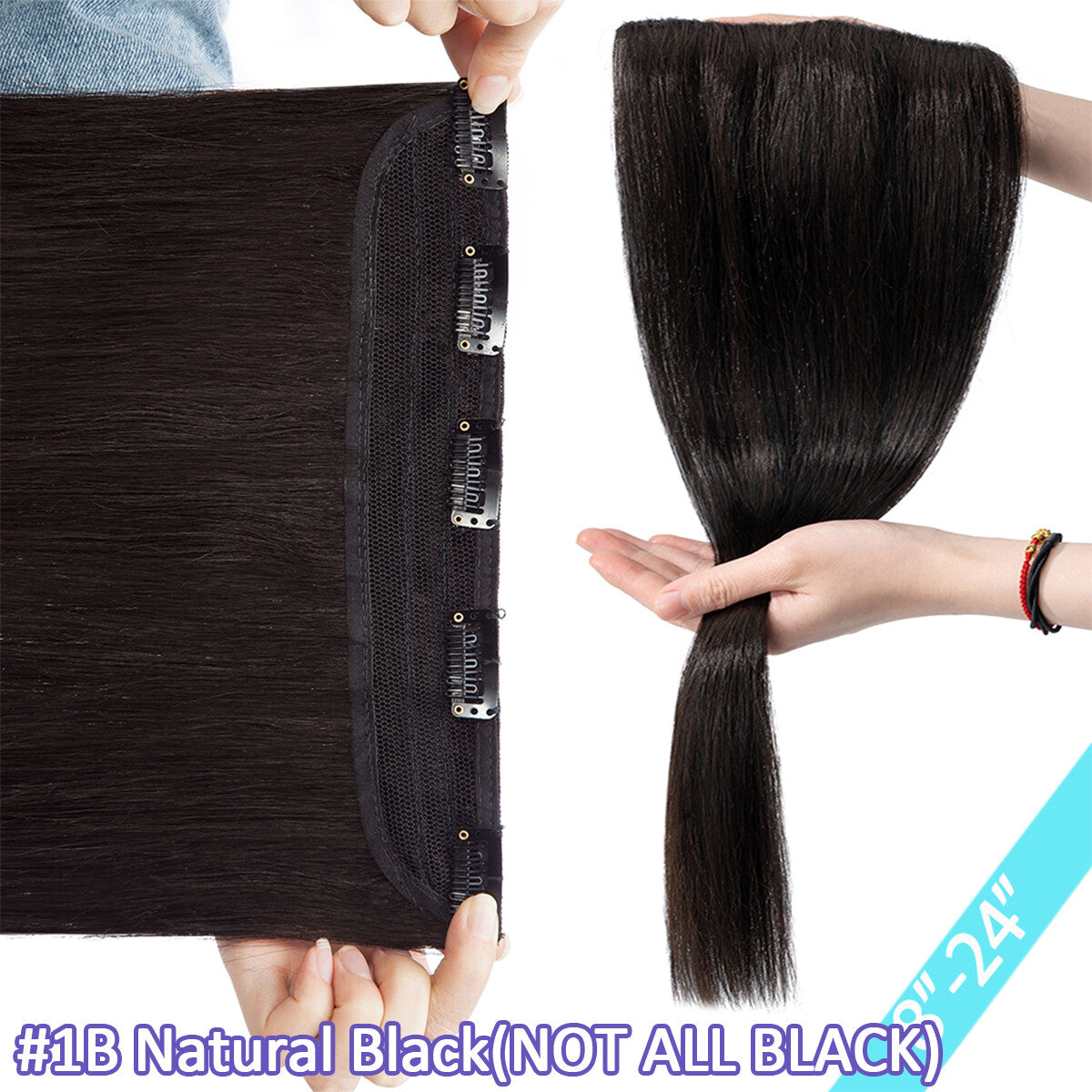 Women Clip-In Remy Human Hair Extensions Full Head Straight Ombre - Multiple Colors & Lengths