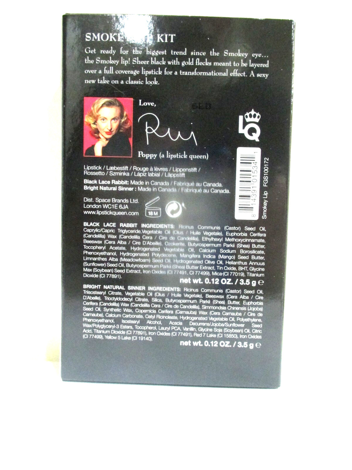 Lipstick Queen Smokey Lip Kit - Black Lace Rabbit & Natural Sinner, 2 Pieces