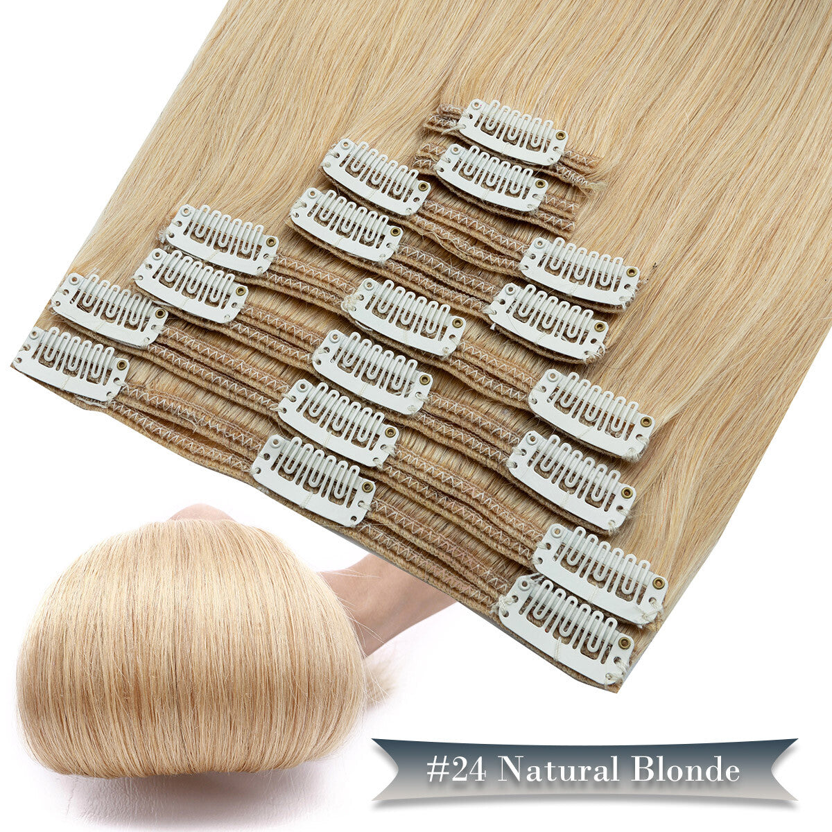 Double Weft Clip-In Human Hair Extensions Full Head - Thick & Tangle-Free